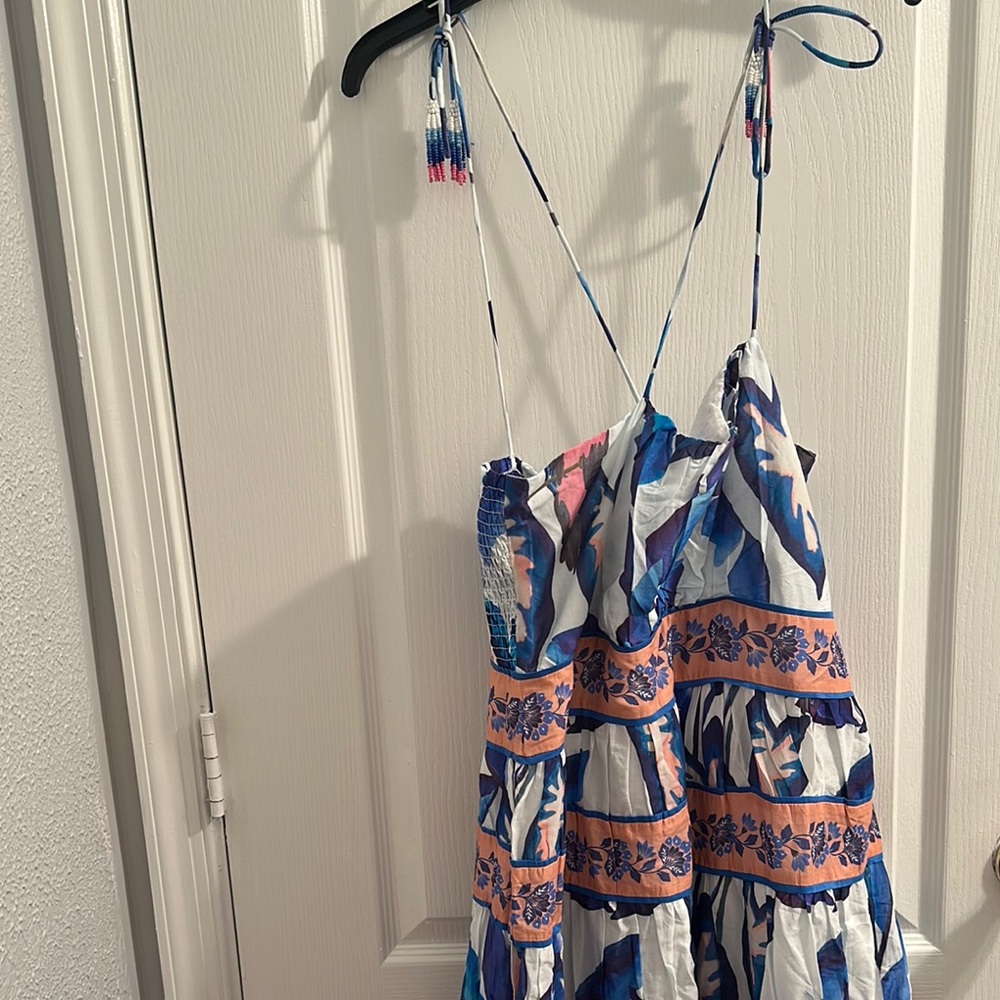 FARM Rio FOLIAGE Midi Dress, Blue and white Brand New With Tags, has beats - Picture 3 of 15